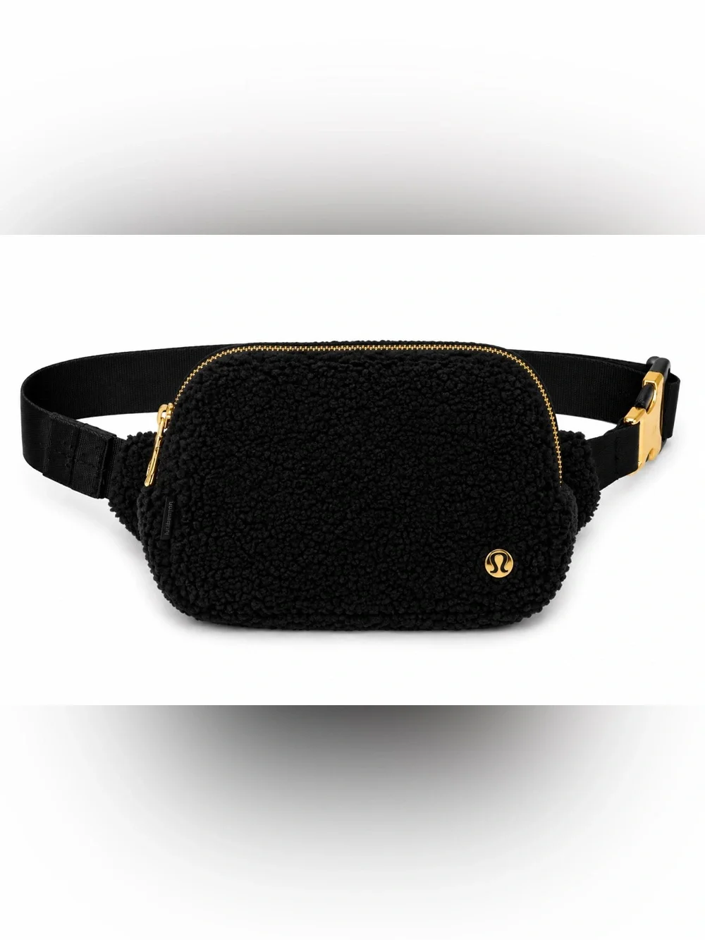 lululemon athletica Black Sherpa Belt Bag with Gold Hardware CT